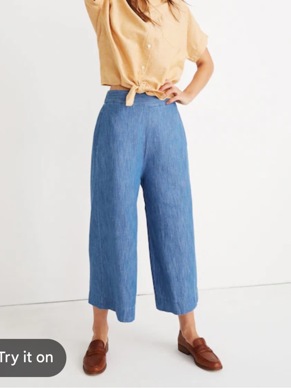 Madewell Chambray Huston Pull-On Crop Pants